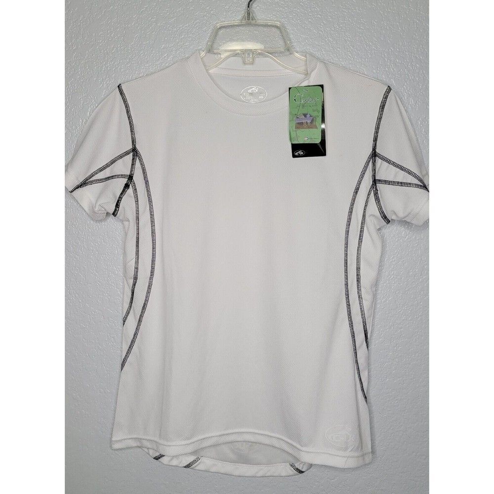 CC-UK Cycling Clothing Shirt Woman's Size Small White w/ Black‎ Piping Shirt